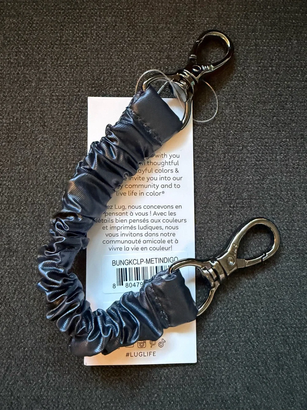 Lug Bungee Key Clip Keychain – Metallic Indigo Navy Blue